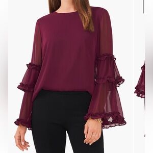 Chaus Bell Sleeve Chiffon Top